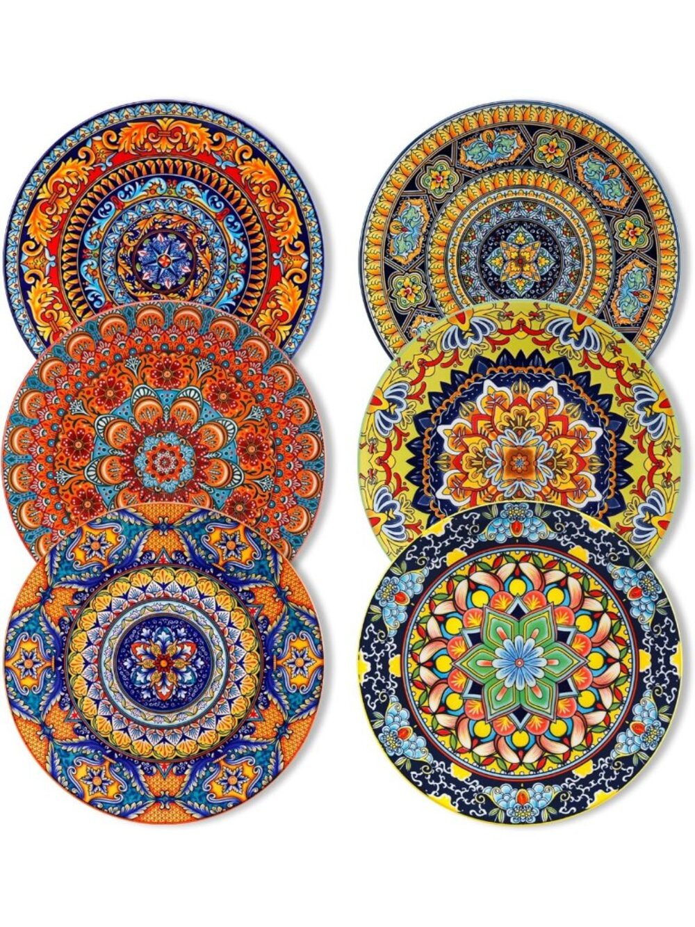 Colorful Ceramic Dinner Plates Set of 6 - 10.5 Inch Kitchen Tableware